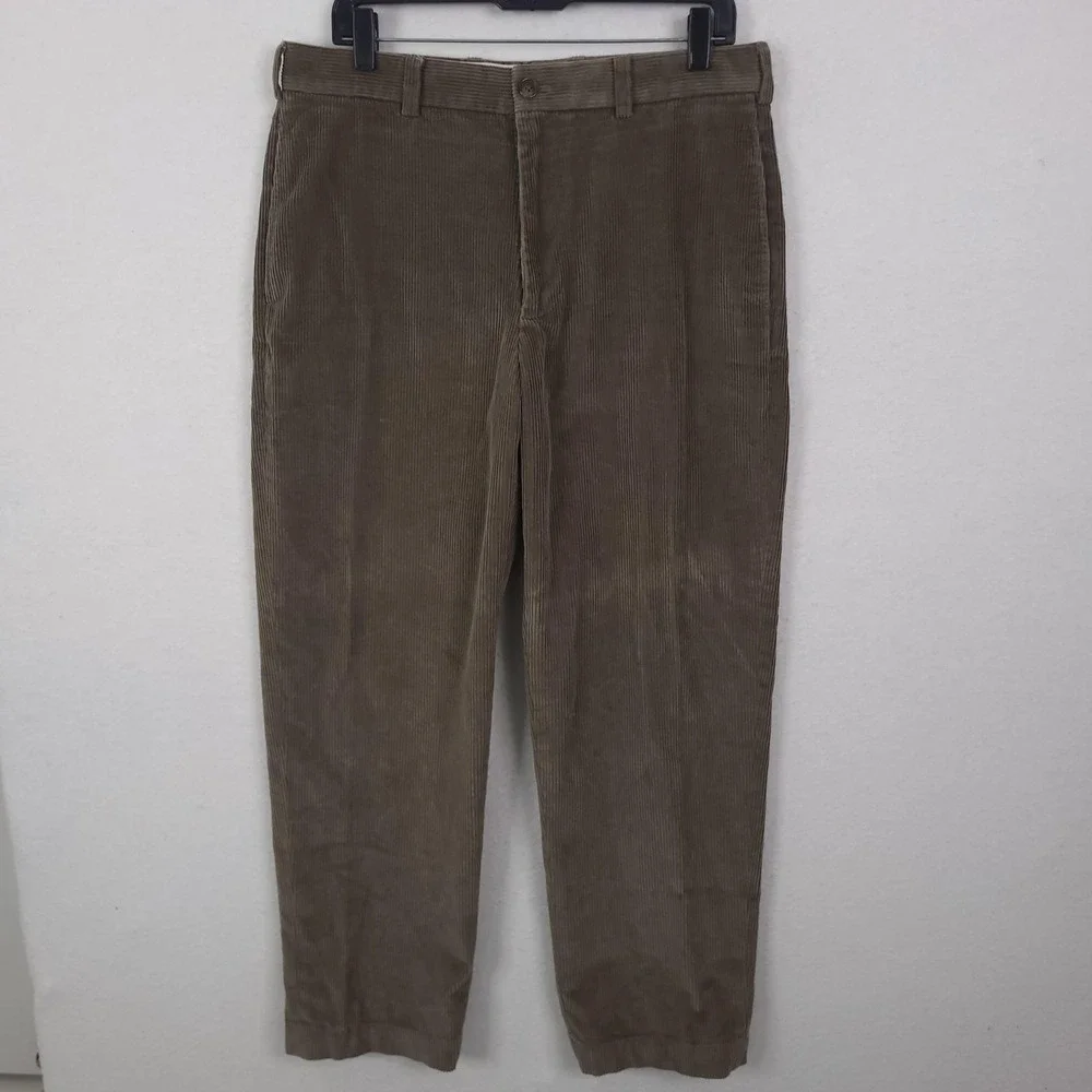 Brooks Brothers Hudson Pants Mens 34x30 Brown Corduroy Chino Straight Leg Casual